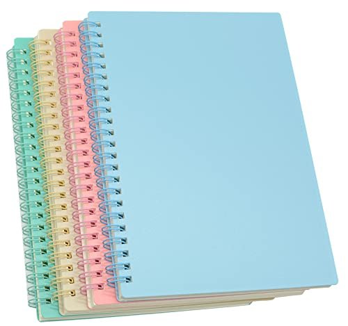 41BEldWSEbL.jpg Yansanido Spiral Notebook, 4 Pcs 8.3 Inch x 5.9 Inch A5 Thick Plastic Hardcover 7mm College Ruled 4 Color 80 Sheets -160 Pages Journals for Study and Notes (4) - Image 1
