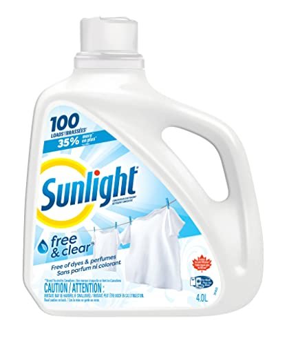 Version 1.0.0 Sunlight Free and Clear Liquid Detergent (100 Loads, 4.0L), Gentle Laundry Detergent with Sensitive Formula and Stain Remover, Hypoallergenic, Yellow - Image 1
