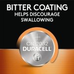 Duracell 2032 battery, CR2032 3v Lithium Coin Battery, 4 Count (pack of 1). Bitter Coating Helps Discourage Swallowing, Child-secure Packaging. Ideal for Key Fobs, Remotes and More. Lithium Batteries - Image 6