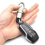 EYANBIS Car Key Fob Keychains Leather Holder Key Chain Sturdy Metal with D-Ring for Men and Women 2 Pack, 1 Pack Black & 1 Pack Red, 360 Degree Rotatable, with Screwdriver - Image 4