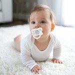Dr. Brown’s HappyPaci 100% Silicone Pacifier 0-6m, BPA Free, White Blue Light Blue 3-Pack - Image 8