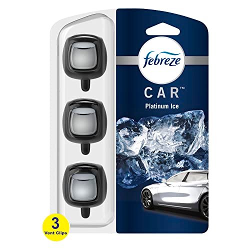 41cB7J8JTwL.jpg Febreze Car Air Fresheners, Platinum Ice Scent, Odor Fighter for Strong Odor, Car Vent Clips (3 Count) - Image 1