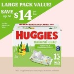 Huggies Natural Care Sensitive Baby Wipes, Unscented, Hypoallergenic, 99% Purified Water, 15 Flip-Top Packs (960 Wipes Total) - Image 11