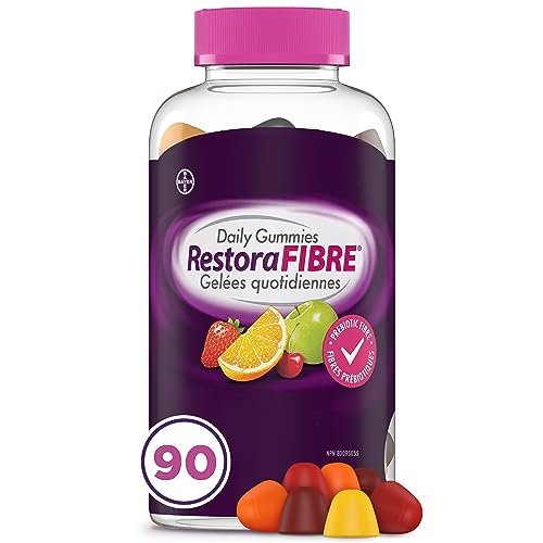 RestoraFIBRE Daily Prebiotic Fibre Gummies - Supplements For Men And Women, Naturally Sourced Inulin, Promotes Regularity And supports Healthy Digestive system, Gentle Constipation Relief For Adults, 90 Count