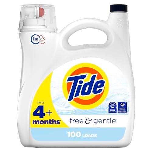 Tide Free & Gentle Liquid Laundry Detergent, 100 loads, 4.31L, HE Compatible