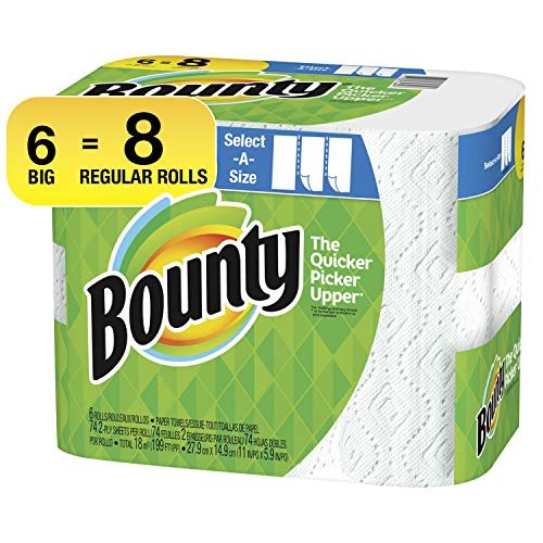 Bounty Select-A-Size Paper Towels, White, 6 Big Rolls (Equal to 8 Regular Rolls)
