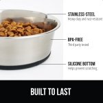 Gorilla Grip Stainless Steel Metal Dog Bowl Set of 2, Rubber Base, Heavy Duty, Rust Resistant, Food Grade BPA Free, Less Sliding, Quiet Pet Bowls for Cats and Dogs, Holds 2 Cups (16 fl oz), Black - Image 9