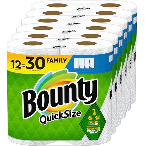 Bounty Quick-Size Paper Towels, 12 Family Rolls, White