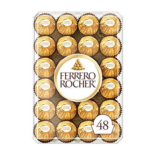 FERRERO ROCHER Fine Hazelnut Milk Chocolate Gift Box, 48 Count, Ideal Hostess Gift, 600g