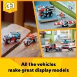 LEGO Creator 3 in 1 Flatbed Truck with Helicopter Toy, Transforms from Flatbed Truck Toy to Propeller Plane to Hot Rod and SUV Car Toys, Gift Idea for Boys and Girls Ages 7 Years Old and Up, 31146 - Image 3