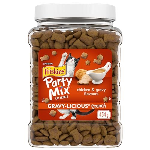 Version 1.0.0 Friskies Party Mix Cat Treats, Gravy-licious Crunch Chicken and Gravy - 454 g Cannister (1 Pack) - Image 1