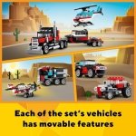 LEGO Creator 3 in 1 Flatbed Truck with Helicopter Toy, Transforms from Flatbed Truck Toy to Propeller Plane to Hot Rod and SUV Car Toys, Gift Idea for Boys and Girls Ages 7 Years Old and Up, 31146 - Image 4