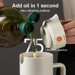 TrendPlain Olive Oil and Vinegar Dispenser Bottle for Kitchen - One Pinch Open & Auto Flip Cap Oil Dispenser with Measurements - Olive Oil Bottle with Non-Drip Spout (500ml/17oz) Light Blue - Image 3