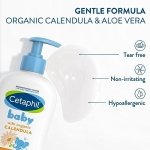 Cetaphil Baby Wash & Shampoo With Organic Calendula - Tear Free - Paraben, Colourant and Mineral Oil Free - 400ml Pump - Image 4