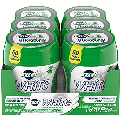 Version 1.0.0 EXCEL, Spearmint Flavoured Sugar Free Chewing Gum, 60 Pieces, 6 Bottles - Image 1