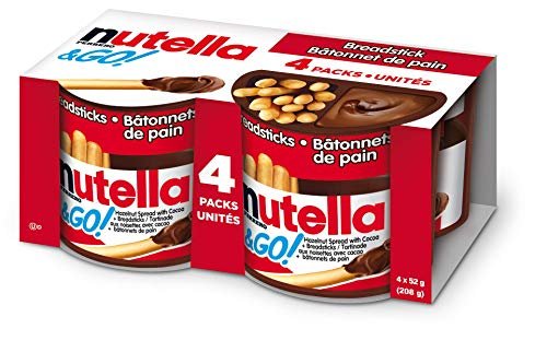 NUTELLA & GO! Hazelnut And Cocoa Spread With Breadsticks, Snack Packs, Perfect Bulk Snacks for Kids, 52 Grams, Pack of 4