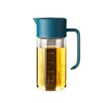 TrendPlain Olive Oil and Vinegar Dispenser Bottle for Kitchen - One Pinch Open & Auto Flip Cap Oil Dispenser with Measurements - Olive Oil Bottle with Non-Drip Spout (500ml/17oz) Light Blue