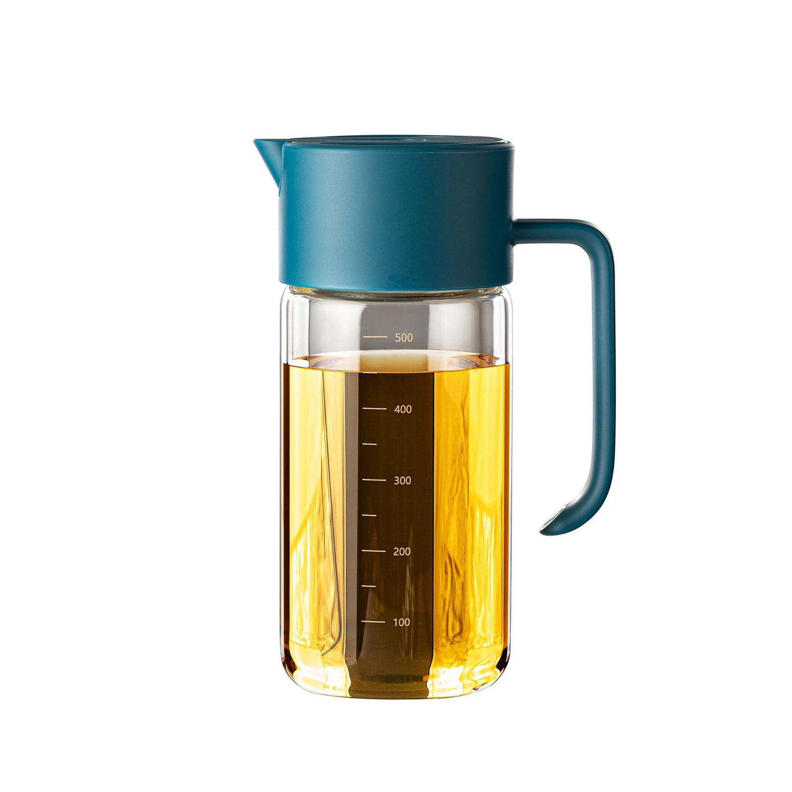 Version 1.0.0 TrendPlain Olive Oil and Vinegar Dispenser Bottle for Kitchen - One Pinch Open & Auto Flip Cap Oil Dispenser with Measurements - Olive Oil Bottle with Non-Drip Spout (500ml/17oz) Light Blue - Image 1