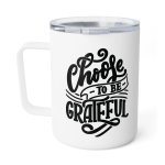 Faith Culture - Choose to Be Grateful - Christian Thanksgiving Insulated Coffee Mug, 10oz