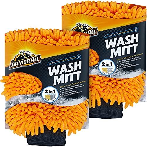 61oxoMHHkqL.jpg Armor All Microfiber Car Wash Mitt, Car Wash Glove for Clean Cars, Trucks, Motorcycles, 2 Each - Image 1