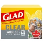 Glad Clear Garbage Bags - Large 90 Litres - 30 Trash Bags, Made in Canada of Global Components