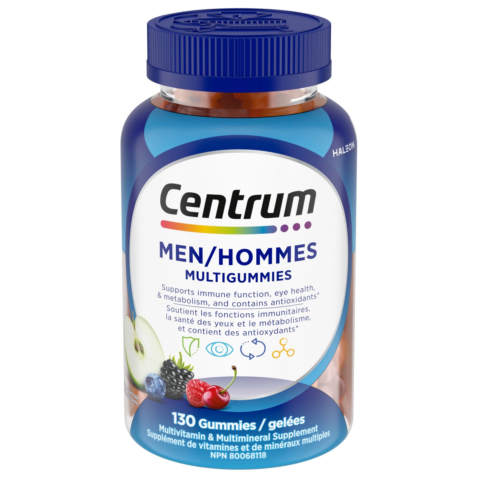 Version 1.0.0 Centrum Men MultiGummies, Multivitamins/Minerals Gummies, Cherry, Berry, and Apple Flavours, 130 Count (Packaging May Vary) - Image 1