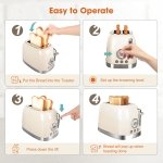 CROWNFUL 2-Slice Toaster, 1.5 In Extra Wide Slots Toaster, Retro Stainless Steel with 6-Shade Settings, Bagel, Cancel, Defrost, Reheat Function, Removal Crumb Tray, Cream - Image 4