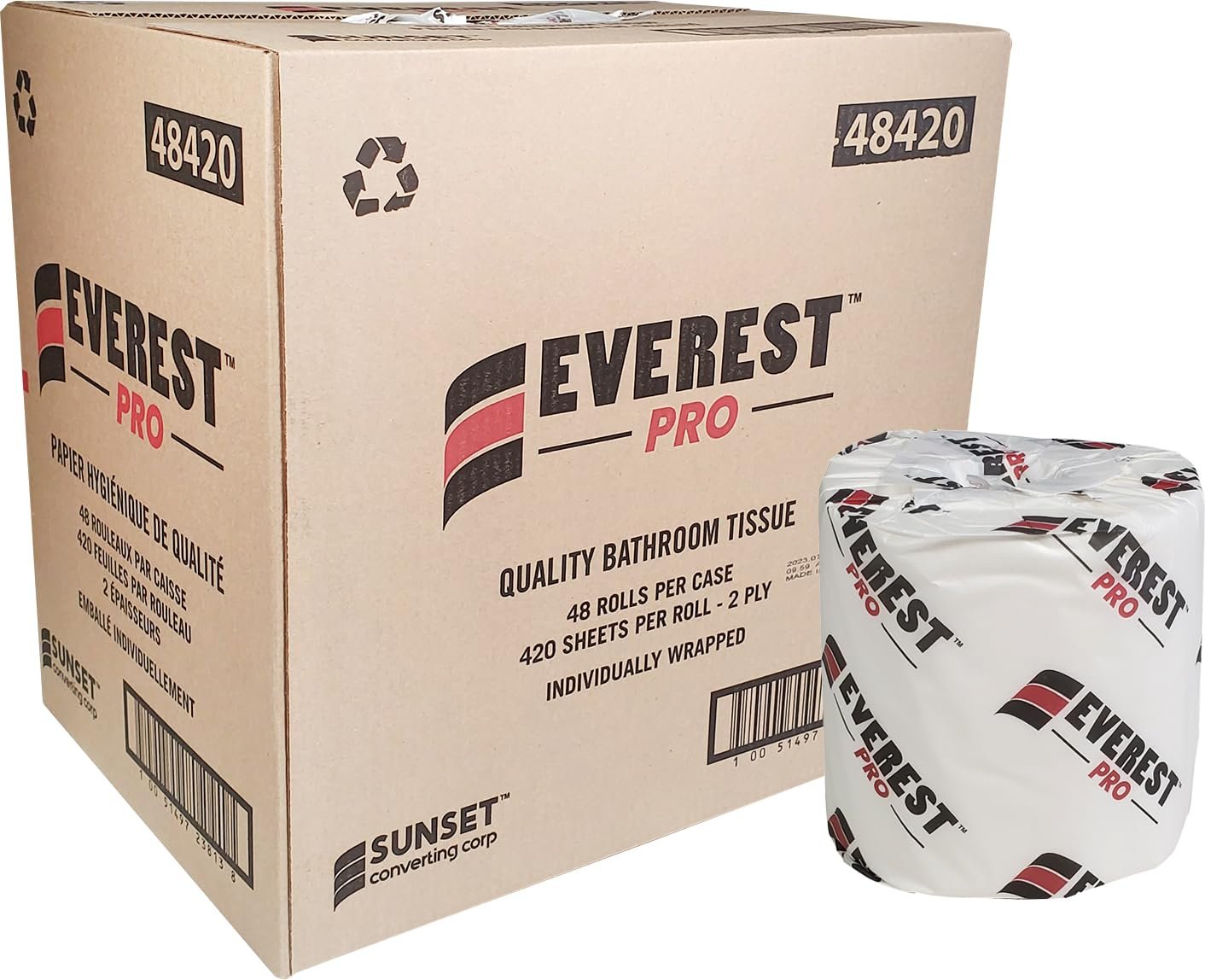 Everest PRO Toilet Paper 48 Rolls, 420 Sheets per Roll