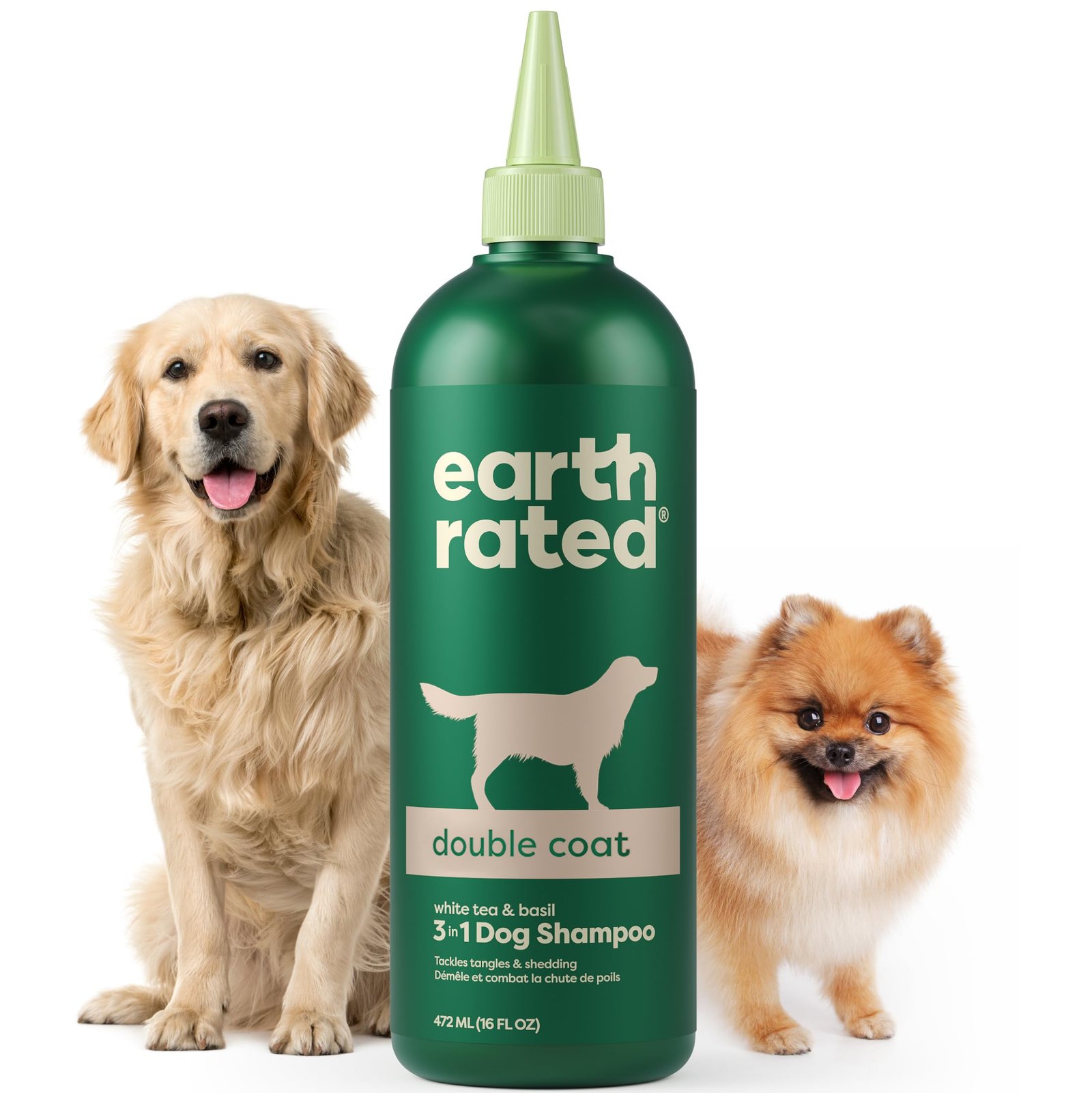 Version 1.0.0 Earth Rated Coat-Specific 3-in-1 Double-Coated Dog & Puppy Shampoo, Conditioner & Deodorizer, Formulated to Tackle Tangles and Shedding, Refreshing White Tea & Basil Scent, 473 ml. - Image 1