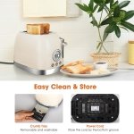 CROWNFUL 2-Slice Toaster, 1.5 In Extra Wide Slots Toaster, Retro Stainless Steel with 6-Shade Settings, Bagel, Cancel, Defrost, Reheat Function, Removal Crumb Tray, Cream - Image 5