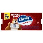 Charmin Toilet Paper, Ultra Strong, 24 Triple Rolls = 72 Regular Rolls, 187 Sheets Per Roll