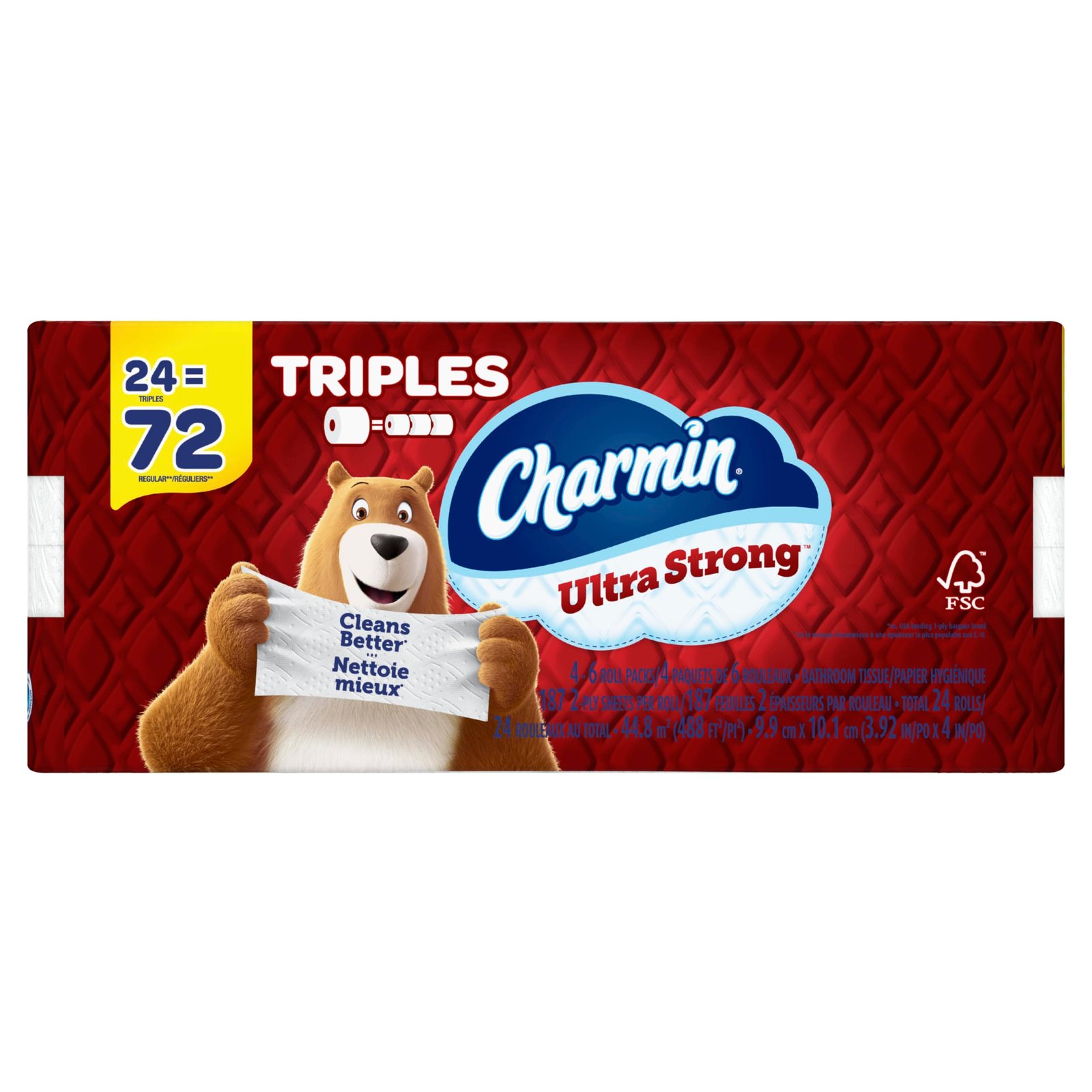 Version 1.0.0 Charmin Toilet Paper, Ultra Strong, 24 Triple Rolls = 72 Regular Rolls, 187 Sheets Per Roll - Image 1