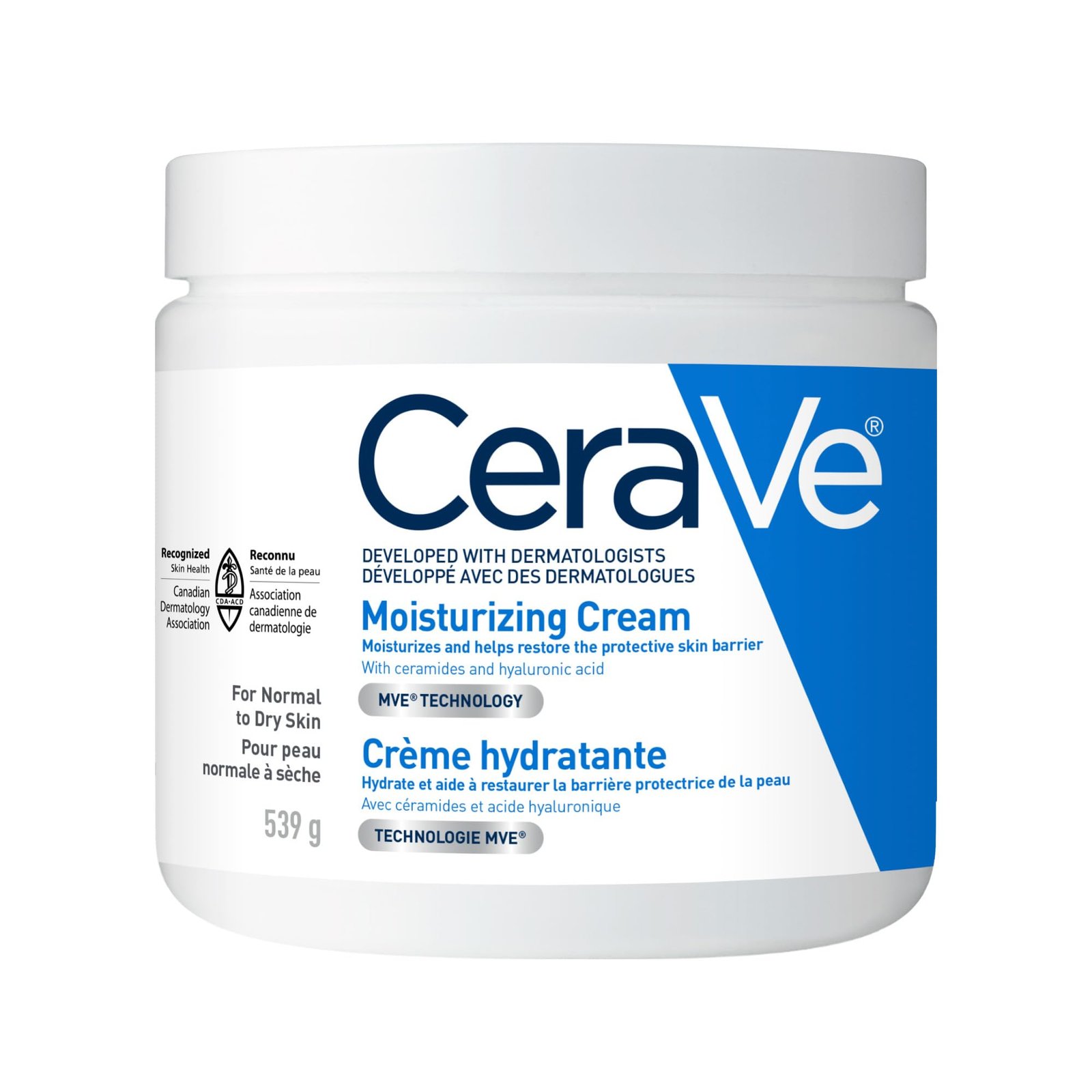 CeraVe Moisturizing Cream, Daily Face, Hands, & Body Cream Moisturizer for Dry Skin With Hyaluronic Acid and Ceramides for Women and Men. Sensitive skin, Oil-free, Non-comedogenic, Fragrance-Free, 539 Grams
