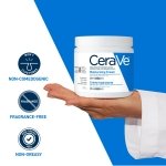 CeraVe Moisturizing Cream, Daily Face, Hands, & Body Cream Moisturizer for Dry Skin With Hyaluronic Acid and Ceramides for Women and Men. Sensitive skin, Oil-free, Non-comedogenic, Fragrance-Free, 539 Grams - Image 3