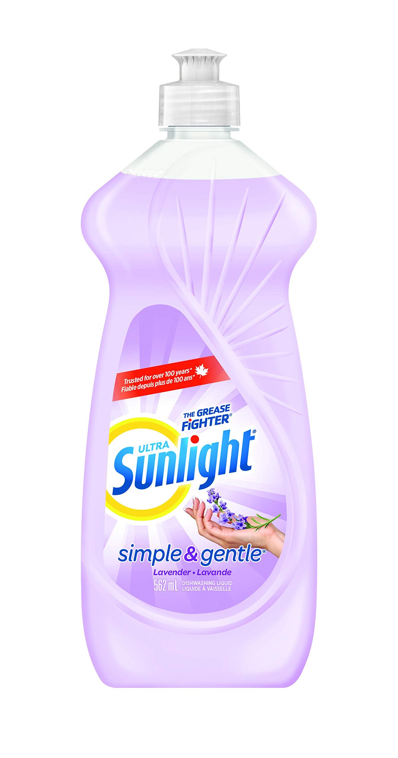 SUNLIGHT 2457639 Ultra Simple & Gentle Dishwashing Liquid, Lavender, 562mL, White