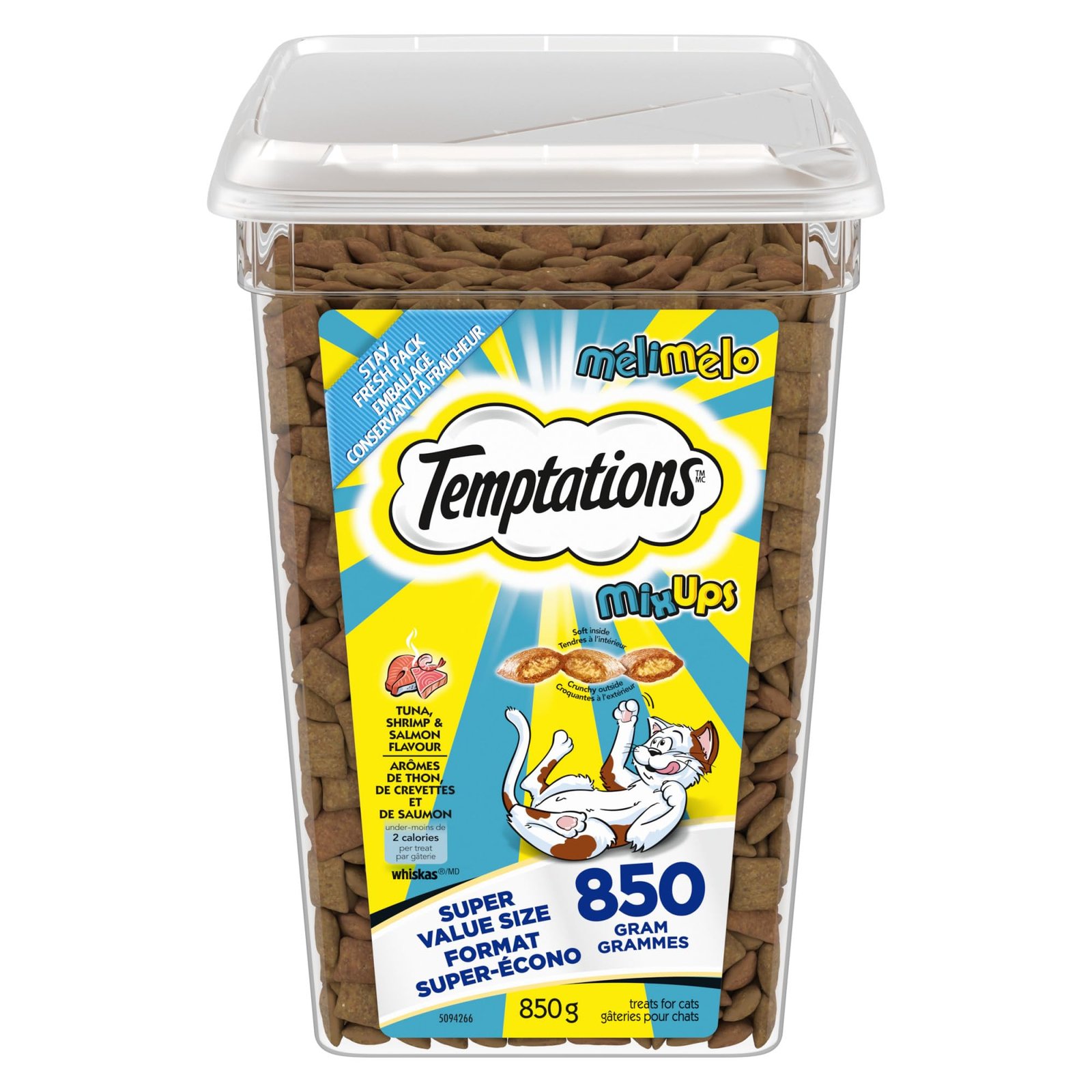 TEMPTATIONS Mix-Ups Adult Cat Treats Tuna, Shrimp & Salmon Flavour, 850g Tub