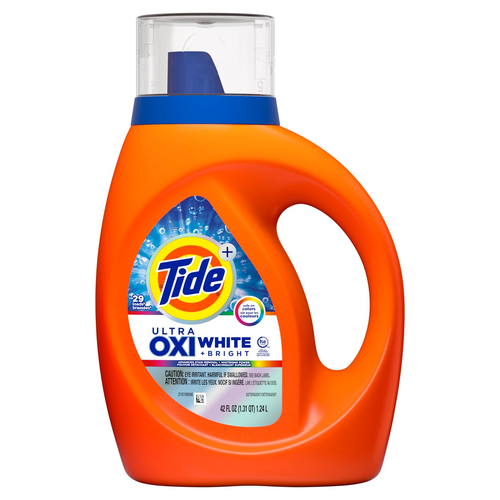 Tide Plus Ultra OXI White and Bright Liquid Laundry Detergent, Advanced Stain Removal and Whitening Power, Safe on Colors, 1.24 L, 29 Loads
