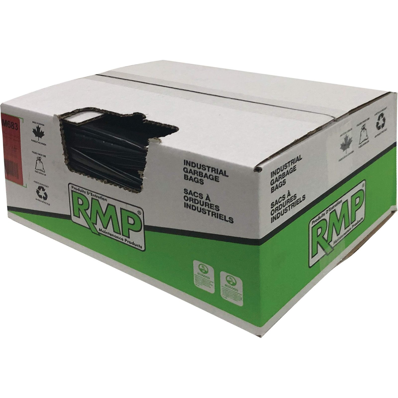 Industrial Garbage Bags, Regular, 35" W x 50" L, 0.75 mils, Black, Open Top, Box of 200