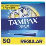 Tampax, Pearl Tampons, Plastic Applicator, Regular Absorbency, 50 Count