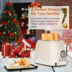 CROWNFUL 2-Slice Toaster, 1.5 In Extra Wide Slots Toaster, Retro Stainless Steel with 6-Shade Settings, Bagel, Cancel, Defrost, Reheat Function, Removal Crumb Tray, Cream - Image 3