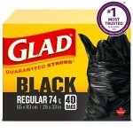 Glad Black Garbage Bags - Regular 74 Litres - 40 Trash Bags, Made in Canada of Global Components - Image 8
