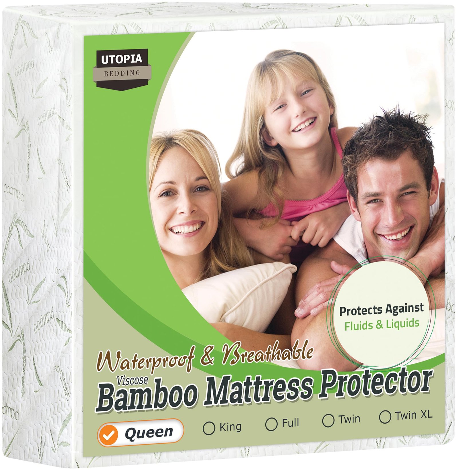 Utopia Bedding Waterproof Mattress Protector Queen Size, Viscose Made from Bamboo Mattress Cover 200 GSM, Fits 17 Inches Deep, Breathable, Fitted Style with Stretchable Pockets