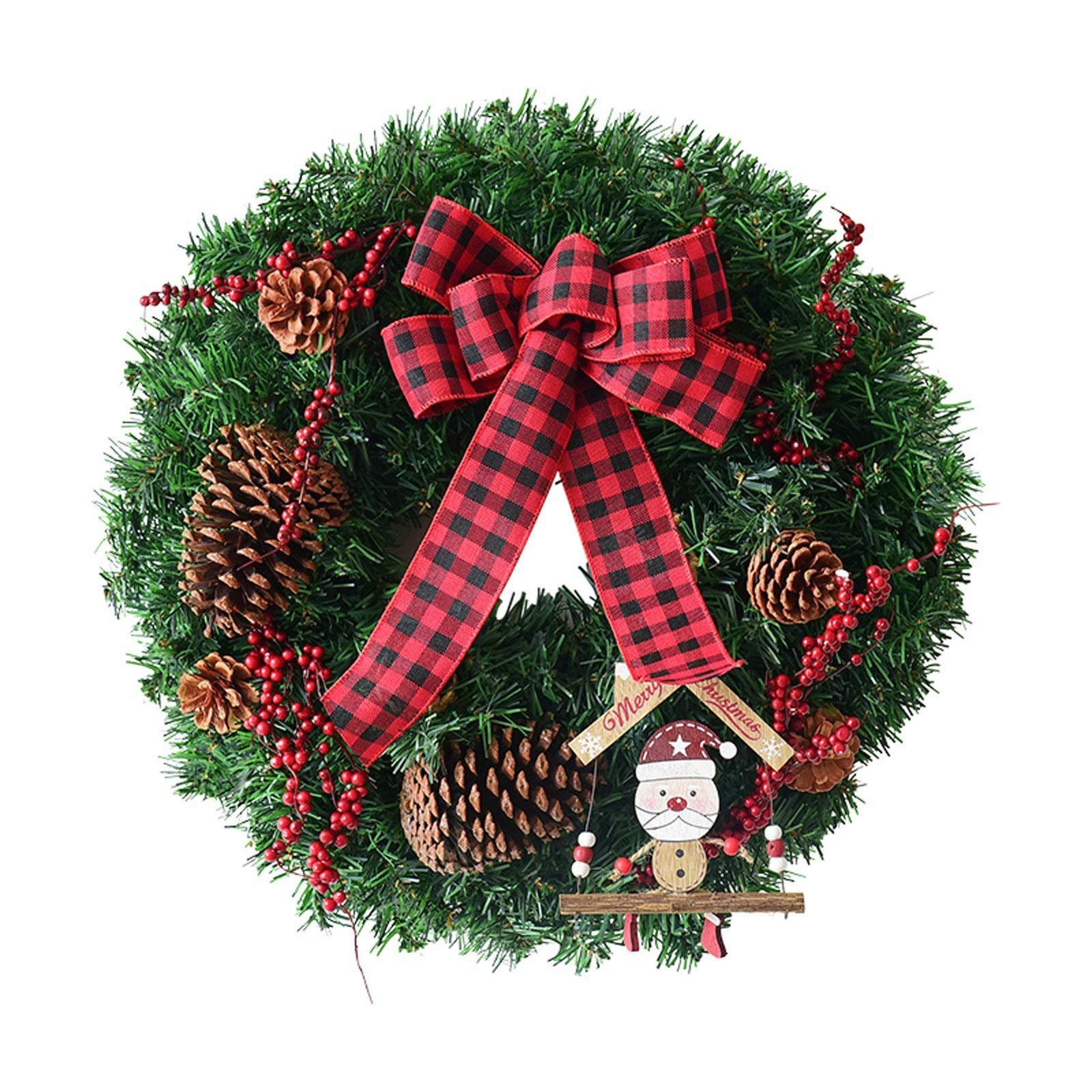 BWCKMTSC BWCKMTSC Christmas Garlands Christmas Wreath with Red Berries and Pinecones,for Front Door Decoration Winter Christmas Indoor Outdoor Use (Size : 40cm) (50cm)