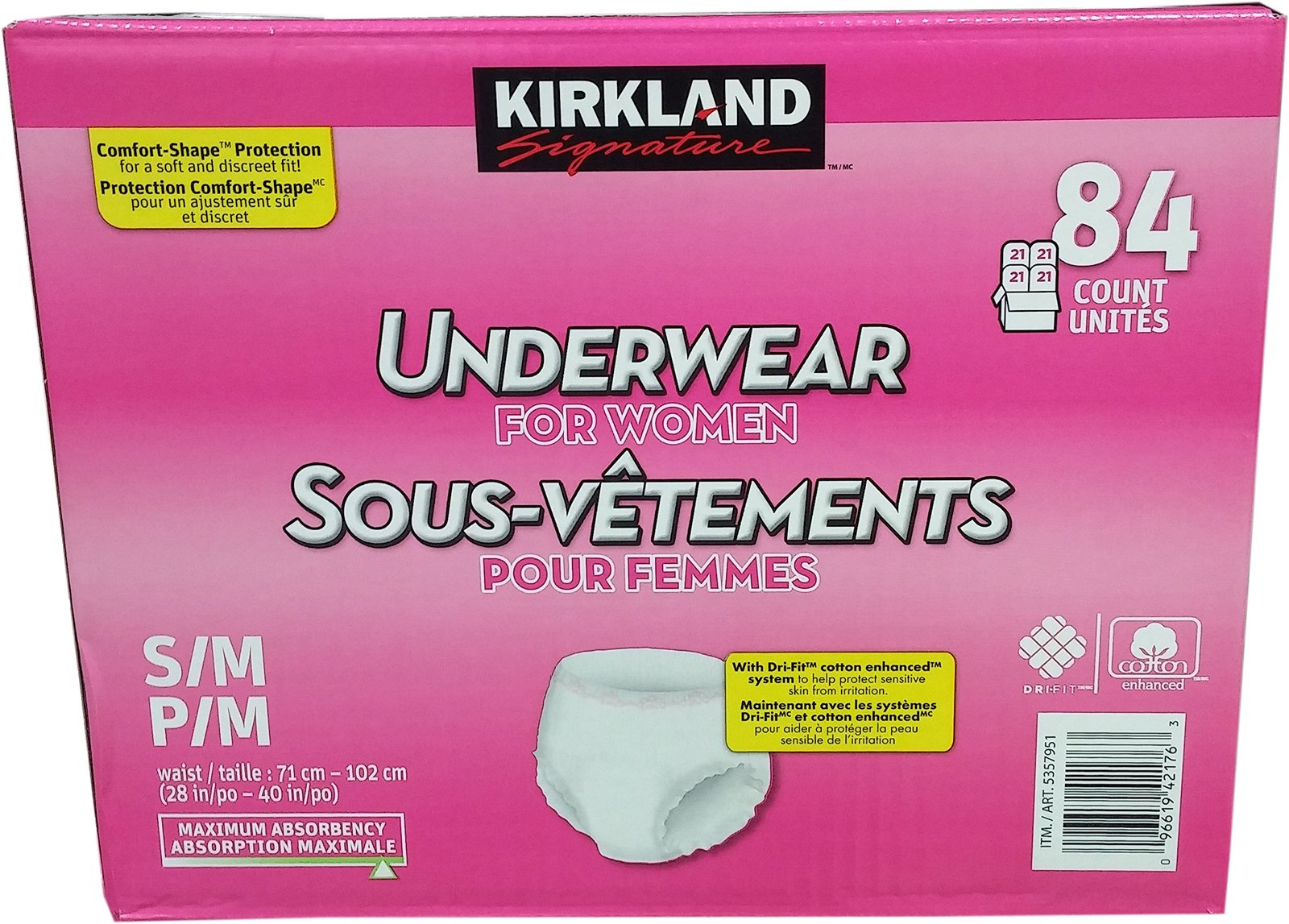 Version 1.0.0 Kirkland Signature protective underwear for women, Small/Medium, 84 Count - Image 1
